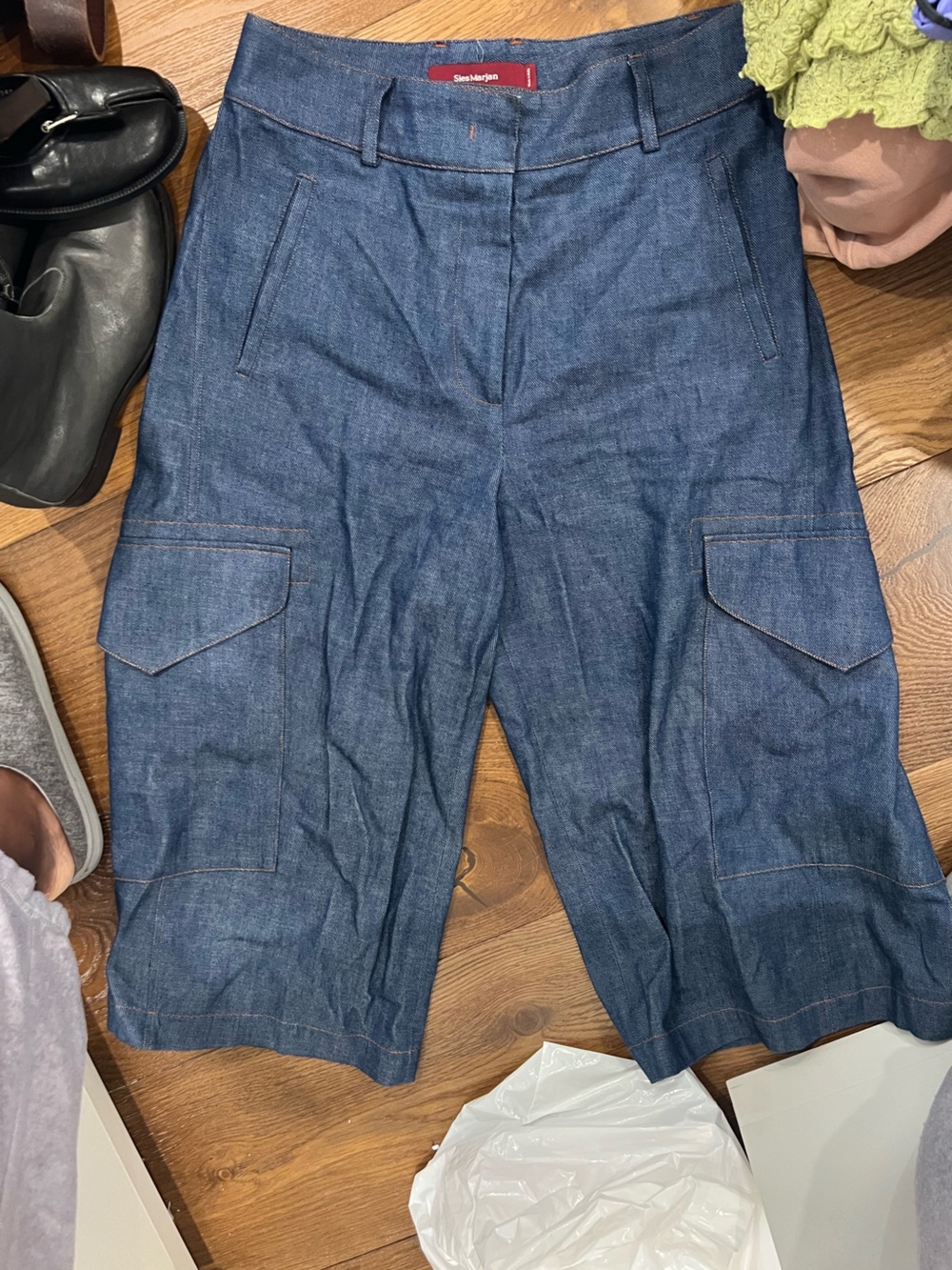 Sies Marjan Men's Indigo Blue Relaxed Cargo Jeans